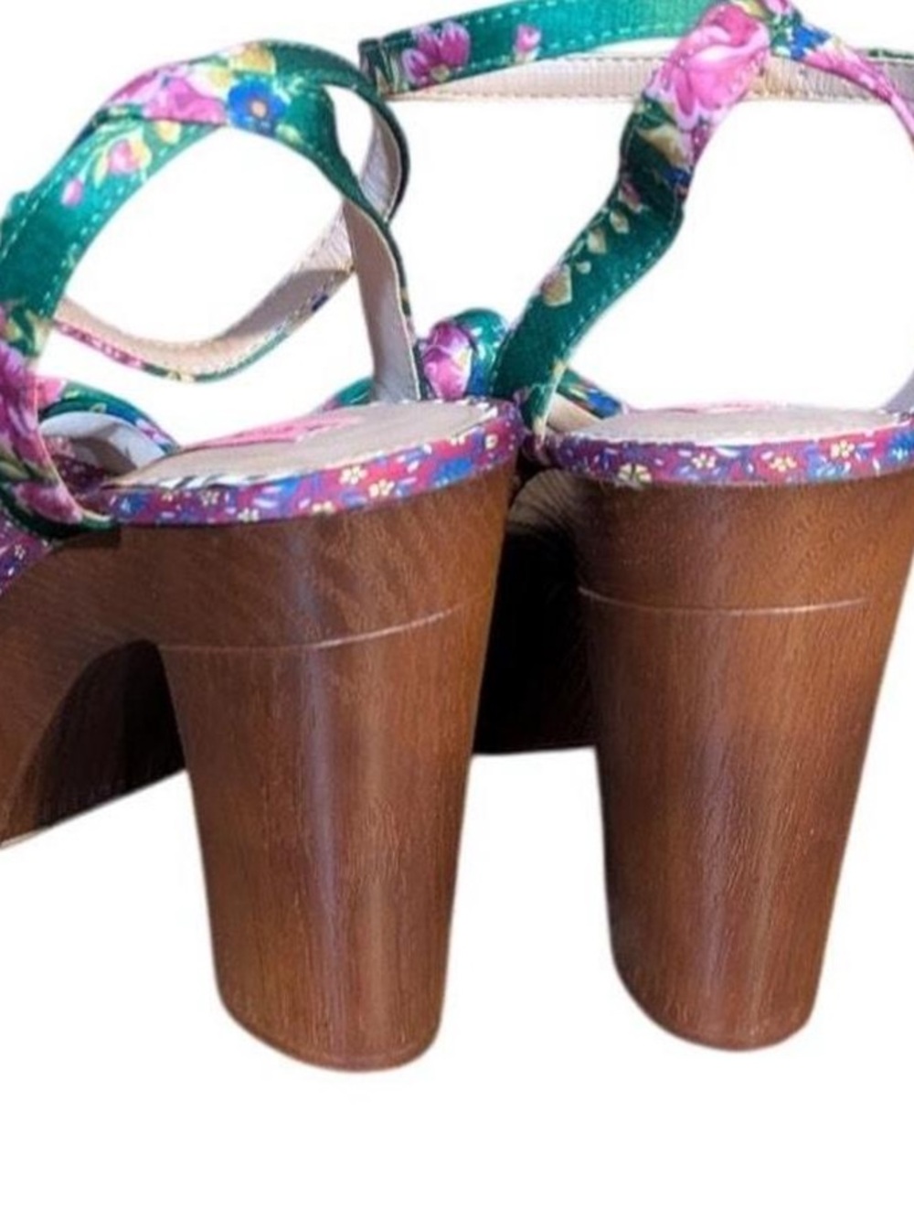 Betsey Johnson whimsy green and pink floral platform sandals - Picture 6 of 8